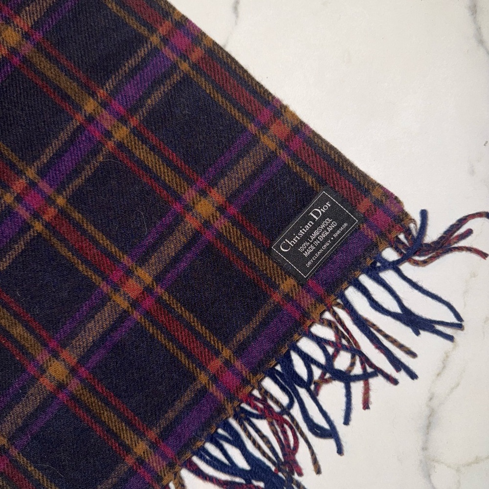 Christian Dior lambswool plaid scarf - Picture 5 of 12